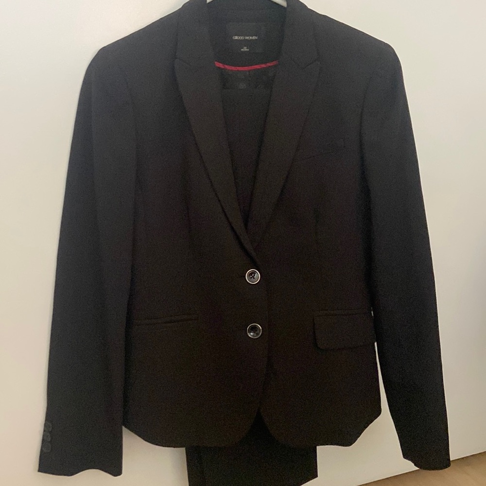 Black suit petite with blazer and cigarette pants
